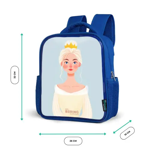 Prinses met een gouden kroon - Blauw Kinderrugzak - Blauw middel -productfoto_formaten