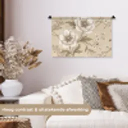Bloemen - Patroon - Beige Wandkleed katoen klein -sfeer1
