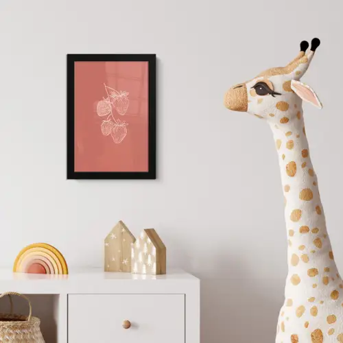 Minimalistisch - Illustratie - Aardbei - Tak fotolijst zwart zonder passe partout klein -usfeer4_kinderkamer