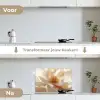 Close up - Pioenroos - Wit keuken achterwand spatscherm klein -voor_na_NL
