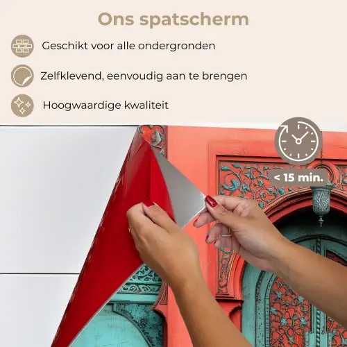 Lantaarn - Deur - Turquoise keuken achterwand spatscherm klein -spatscherm_NL