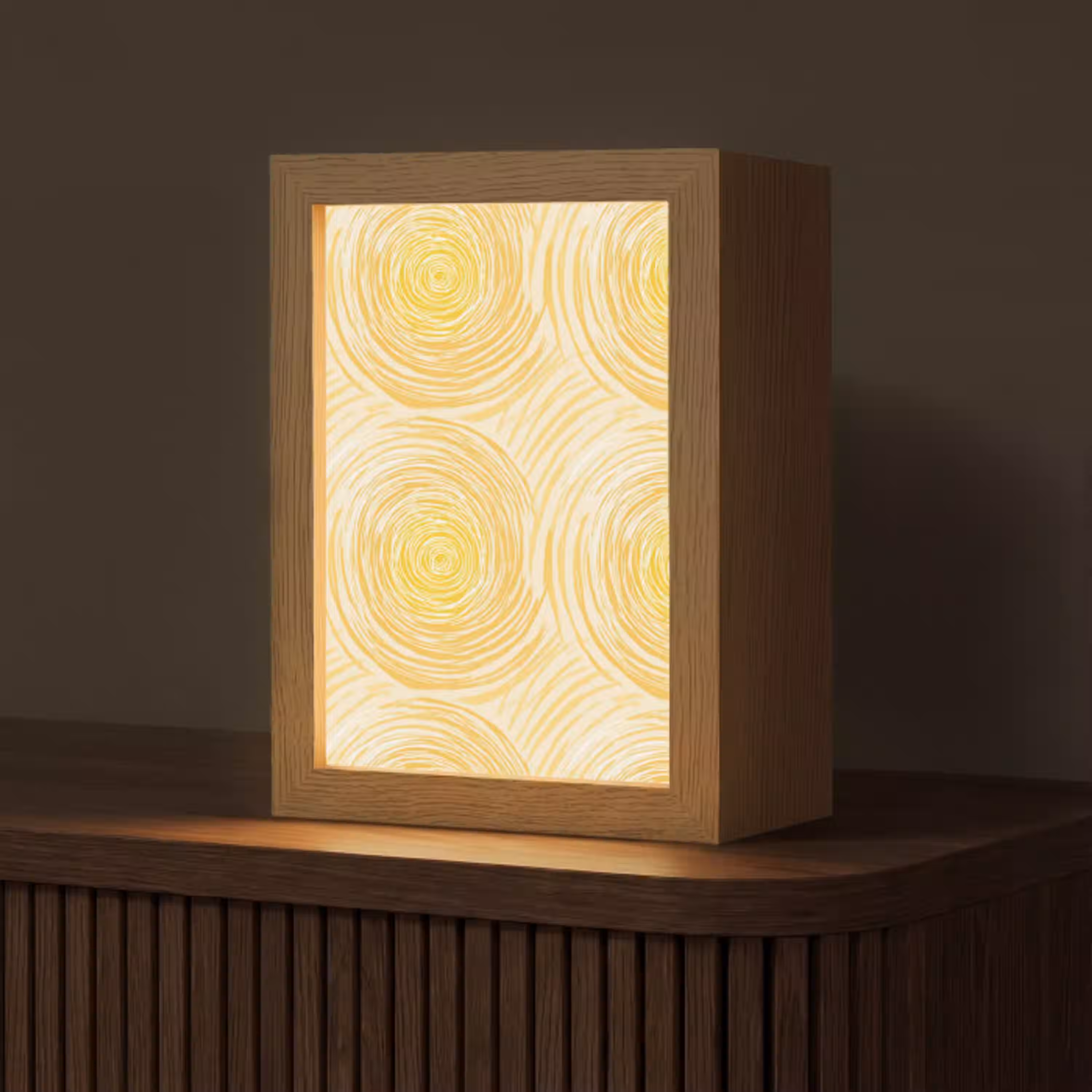 Cirkels - Abstract - Artistiek - Geel Light Box met kabel (Tafellamp) klein 925 -z3d_website