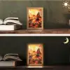 Vlinder - Bloemen - Oranje Light Box met kabel (Tafellamp) klein -sfeer3
