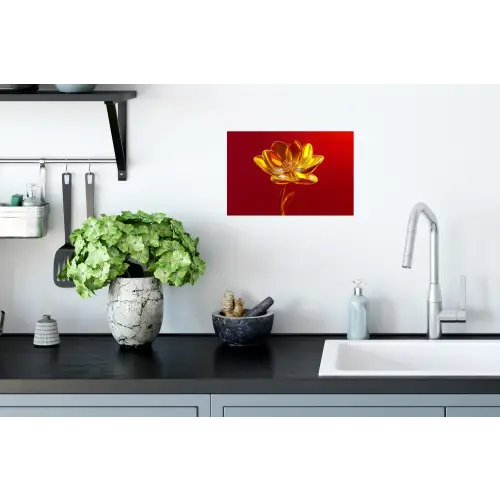 Bloem - Goud - Glazen Muursticker klein -keuken