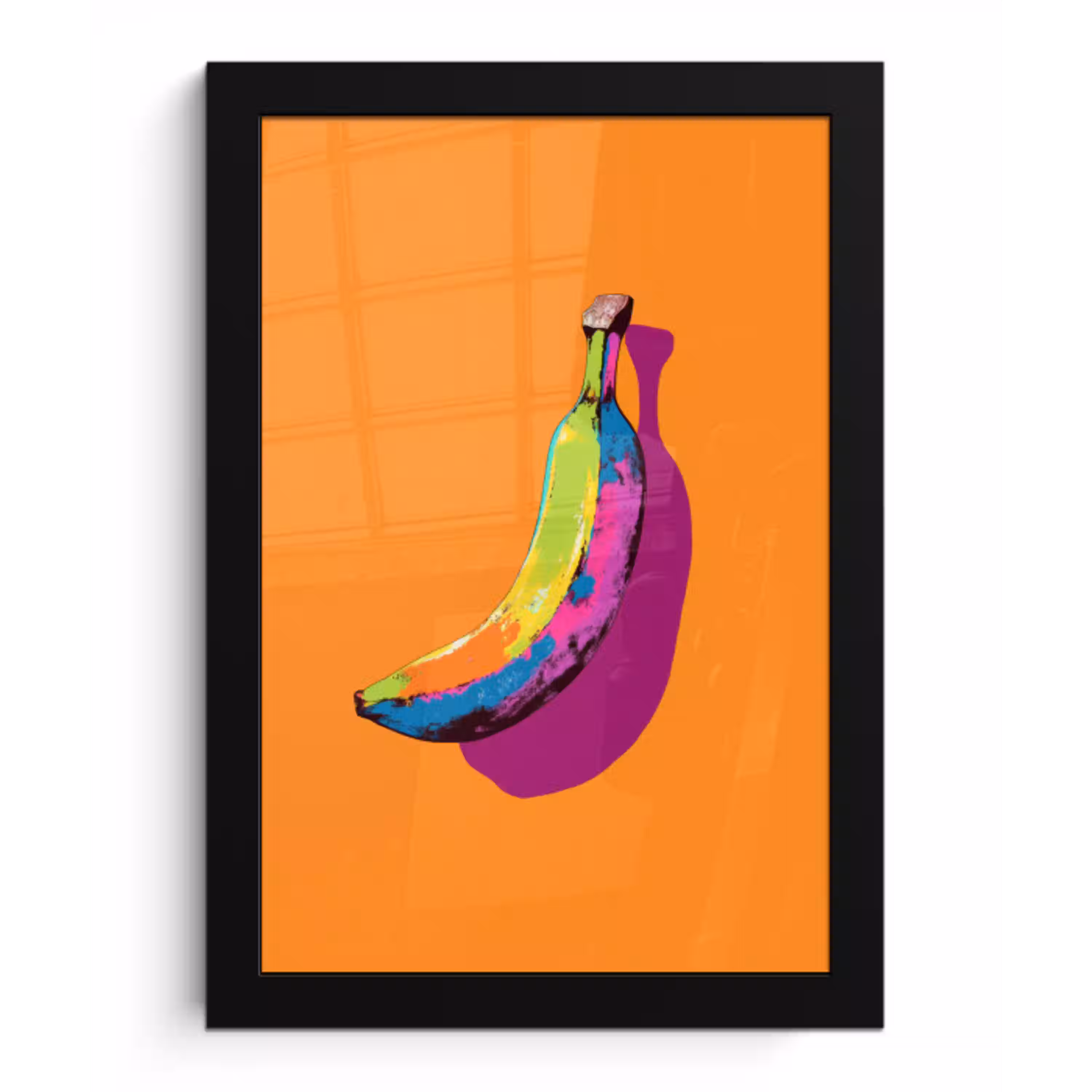 Felle kleuren - Banaan - popart fotolijst zwart zonder passe partout klein -3d