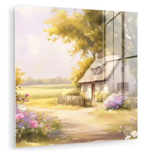 Huisje - Hout - Bloemen plexiglas 5mm klein -zzzproduct_nieuw