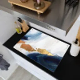 Abstract - Acryl - Blauw - Goud - Elegant Inductie beschemer met haakjes klein -sfeer1