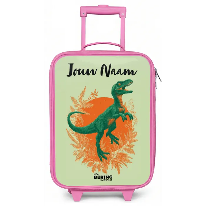 Dino - Natuur - Groen Kinderkoffer - Roze klein -zz3dotto