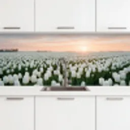 Tulpen - Landschap - Wit keuken achterwand 2 middel -3d