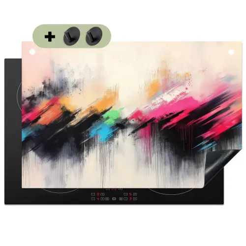 Dynamisch - Abstract - Kleurrijk - Zwart Inductie beschemer met haakjes klein -3d