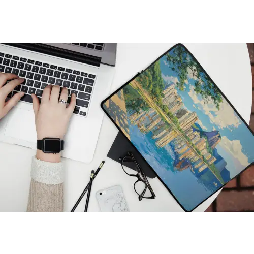 Berg - Skyline - Strand - Water laptophoes neopreen klein -bureau