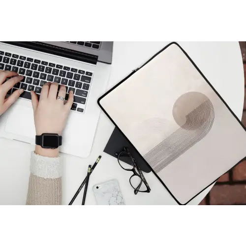 Minimalistisch - Cirkel - Lichtgrijs laptophoes neopreen klein -bureau