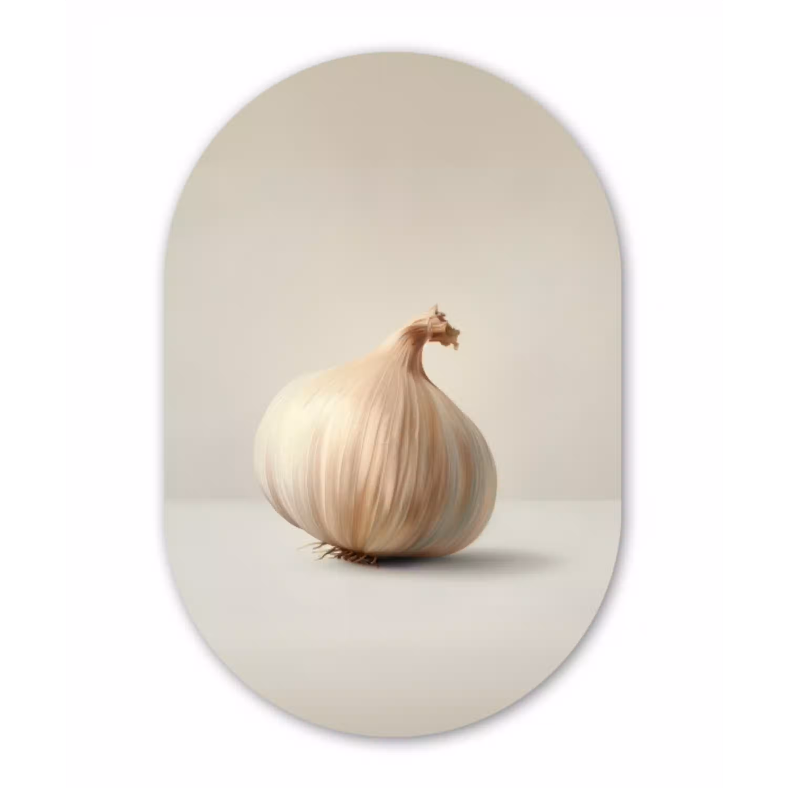 Knoflook - Natuurlijk - Beige Wandcirkel Ovaal Forex klein -3d