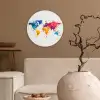 Wereldkaart - Graffiti - Kleurrijk Wandcirkel kunststof plaat 5mm dik klein -sfeer1