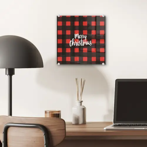 Geruit - Rood - Tekst - Christmas plexiglas 5mm klein -sfeer6