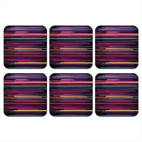 Gaming - Abstract - Lijnen - Horizontaal - Kleurrijk onderzetter kurk middel -3d