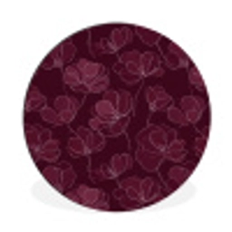 Bloemen - Patroon - Bordeauxrood Wandcirkel aluminium klein 190 -3d