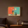 Retro - Jongen - Hond - Rood - Groen Light Box met batterij (Wandlamp) middel -sfeer4