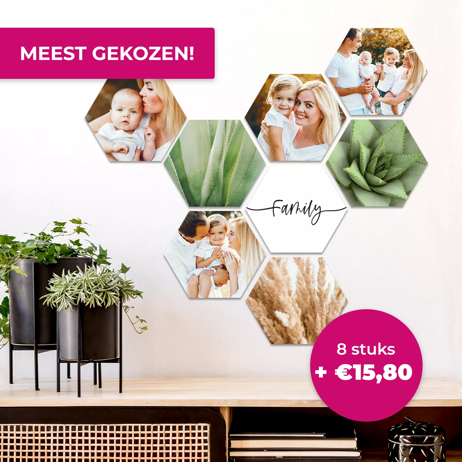 8 stuks hexagons 17x15 cm  + € 15,80