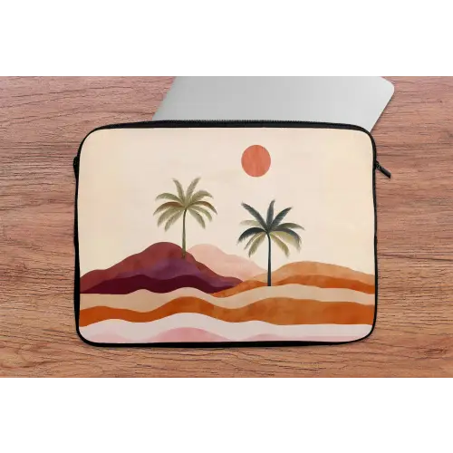 Palmbomen - Abstract - Zon - Heuvels laptophoes neopreen klein -tafel