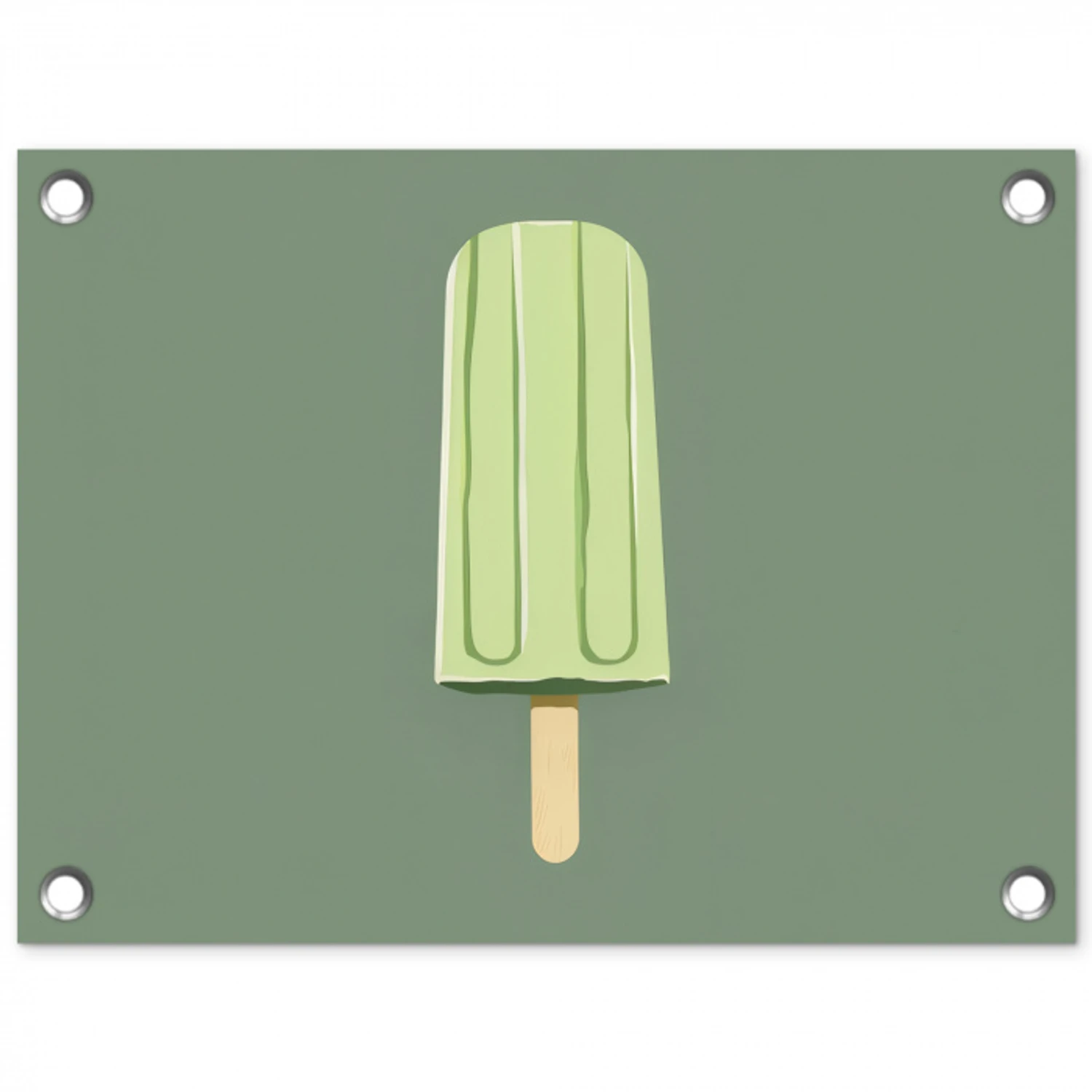 Groen - Waterijsje - Stokje - Illustratie tuinposter los doek klein -3d