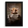 Schotse hooglander - Krant - Toilet fotolijst zwart zonder passe partout klein -3d