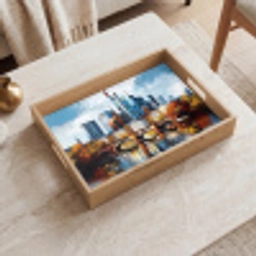 Bomen Frankfurt- Stad - Skyline - Brug Dienblad Rechthoek middel -sfeer1