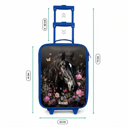 Zwart paard in bloei Kinderkoffer - Blauw klein -productfoto_formaten