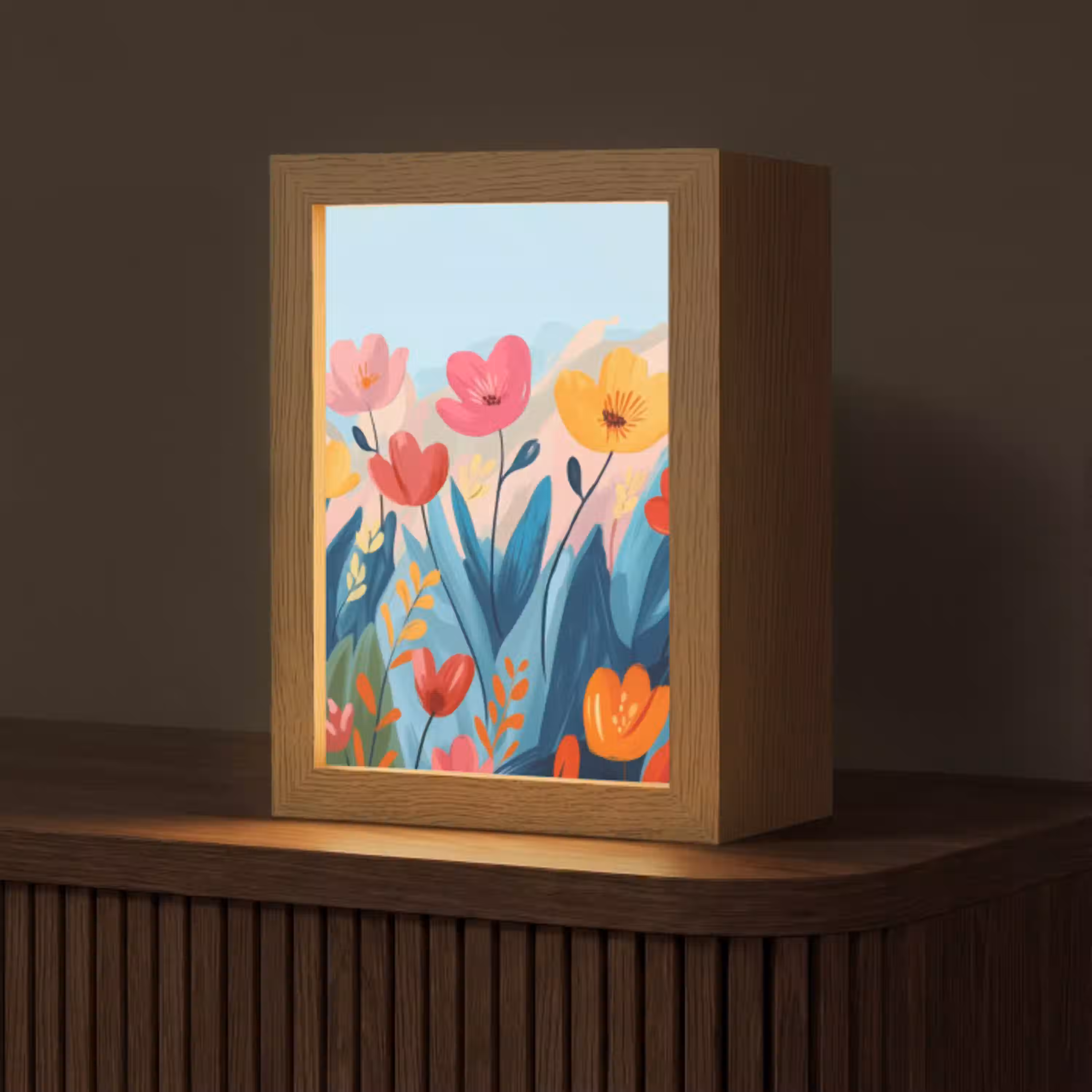 Illustratie - Bloemen - Kleurrijk Light Box met kabel (Tafellamp) klein -z3d_website