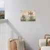 Tropisch landschap - palmbomen - Bloemen - Roze lucht tuinposter los doek klein -sfeer8
