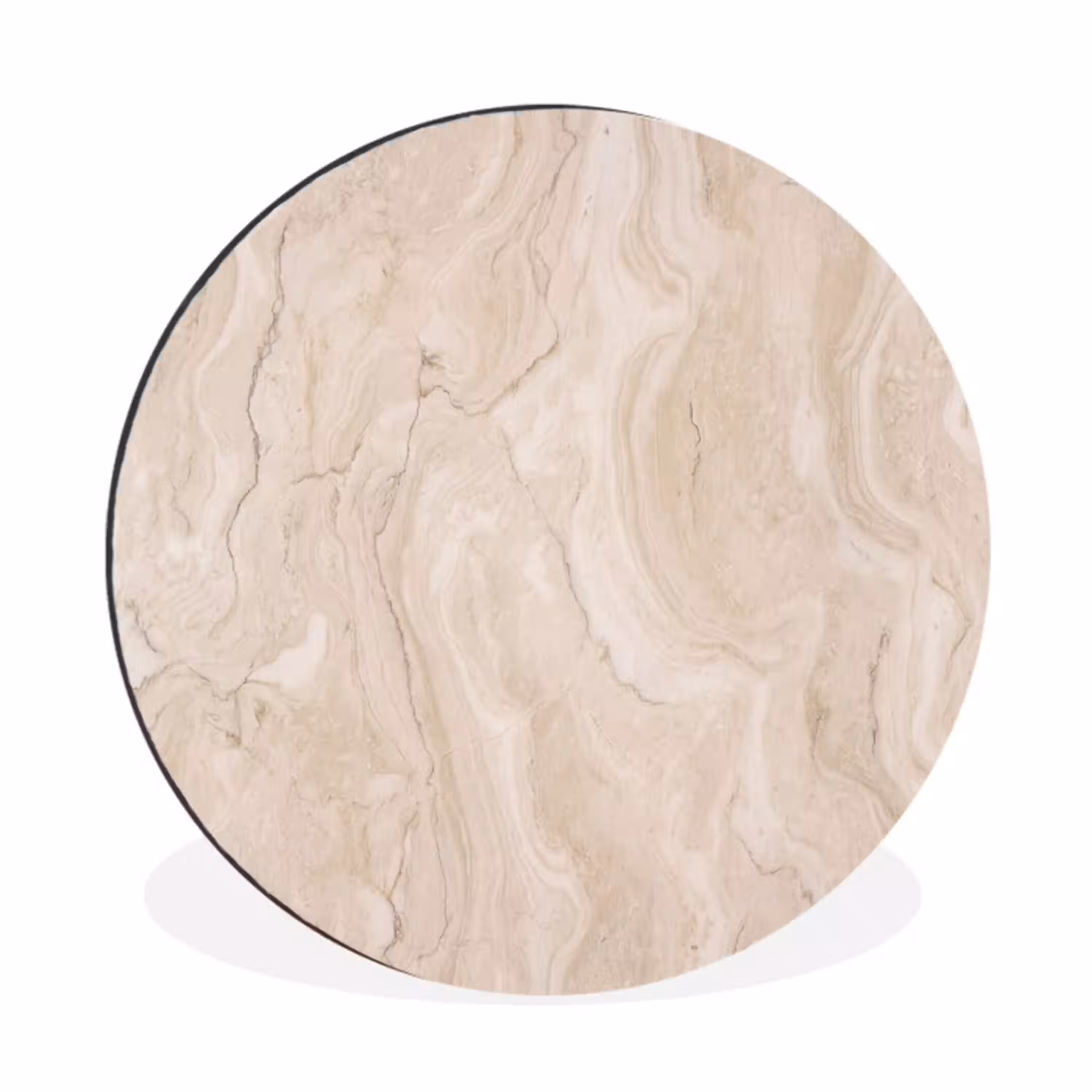 Marmer - Patroon - Beige - Steen - Abstract Wandcirkel aluminium klein -3d