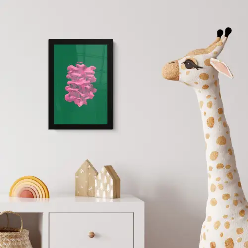 Abstract - Pink - Lijnen - Groen fotolijst zwart zonder passe partout klein -usfeer4_kinderkamer