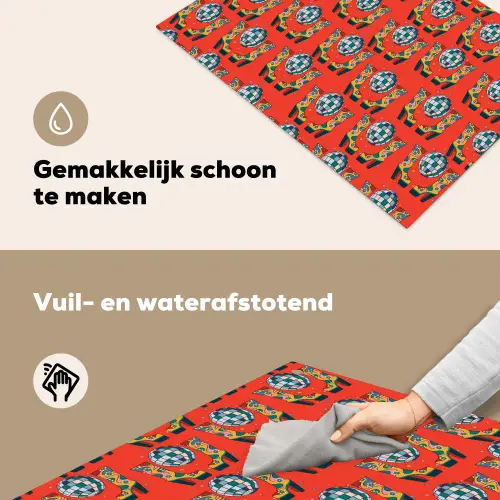 Rood - Disco - Patroon Inductie beschemer met haakjes klein 777 -ky-schoon-nl