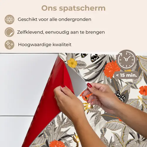 Tropisch - Zomer - Vlinder - Bloemen keuken achterwand spatscherm klein 900 -spatscherm_NL