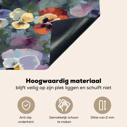 Pastel - Viooltjes - Groen - Patroon Inductie beschemer met haakjes klein 777 -ky-onderkant-nl