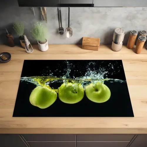 Appels in Aqua Inductie beschermer vinyl 3mm klein -sfeer5