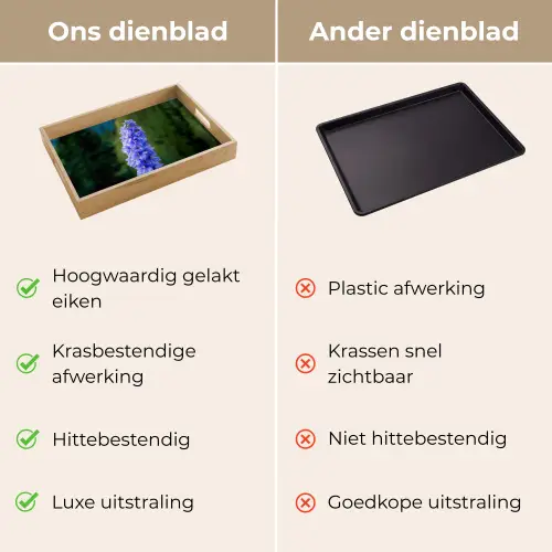 Bloemen - Blauw - Dennenboom Dienblad Rechthoek middel -USP_VergelijkingNL