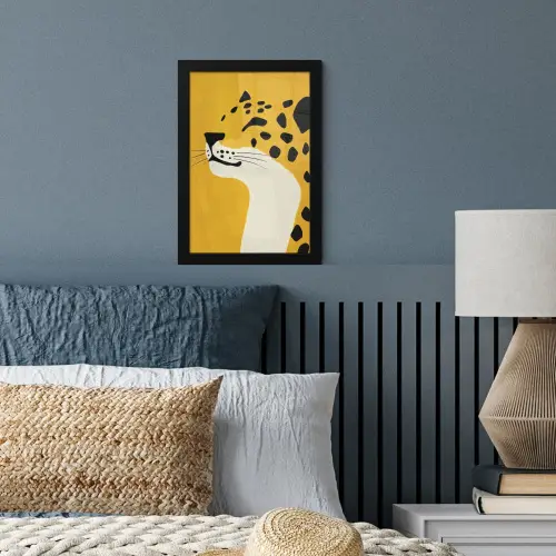 Cheetah - Illustratie - Geel fotolijst zwart zonder passe partout klein -sfeer3