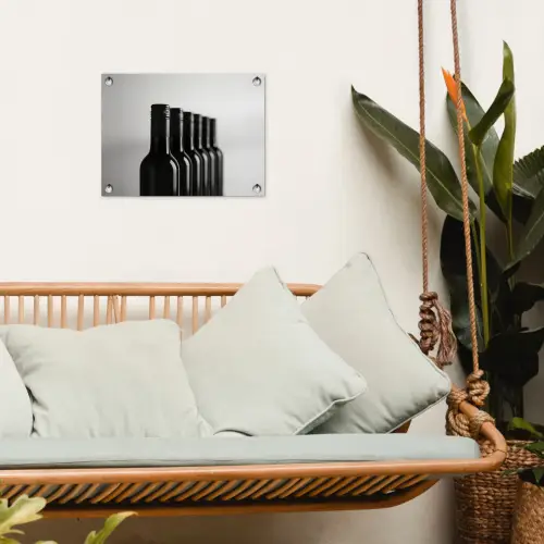 Wijnflessen - Zwart - Minimalistisch tuinposter los doek klein -sfeer7