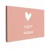 Presentje voor Moederdag super mama lichtroze/wit canvas 2cm klein -z3d