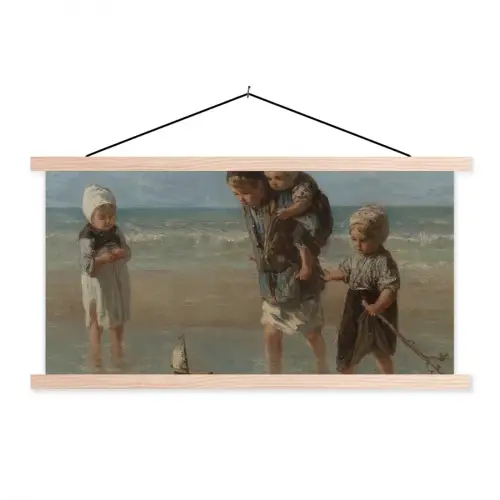 Kinderen der zee - Schilderij van Jozef Israëls textielposter latten blank klein -3d