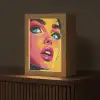 Close-up - Vrouwengezicht - Stippen - Geel Light Box met kabel (Tafellamp) klein -z3d_website