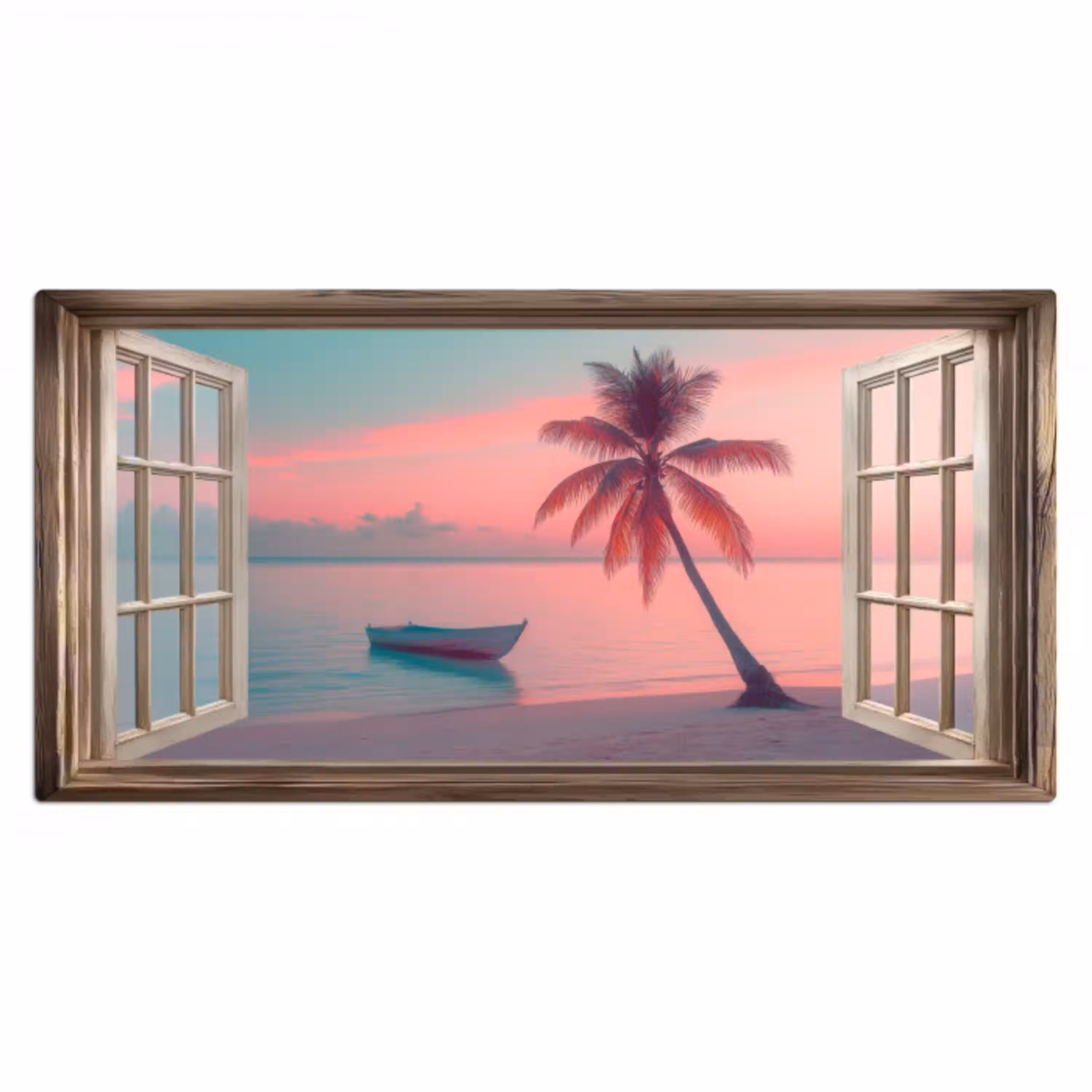 Doorkijk - Strand - Palmboom - Tropisch Muismat XXL klein -3d_leeg