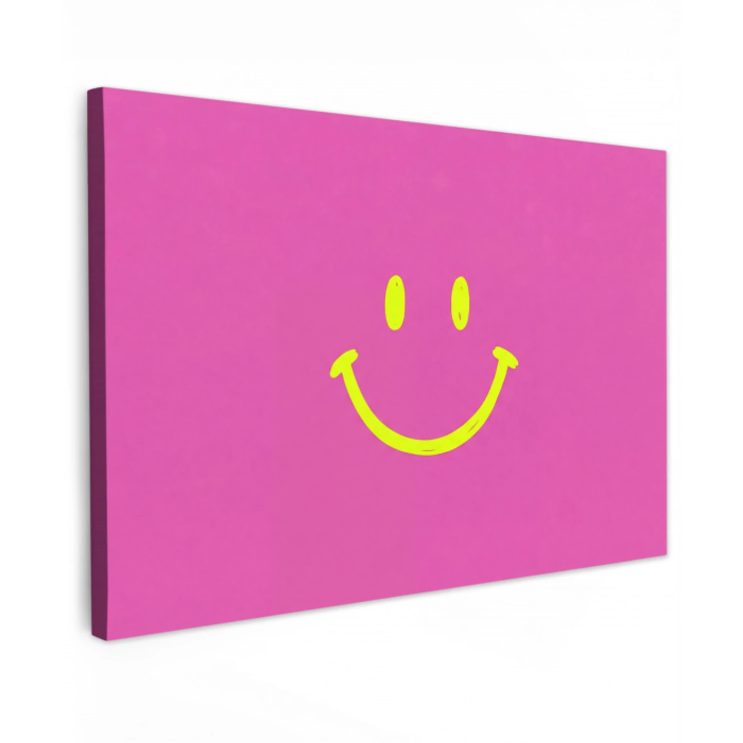 Smiley - Vrolijk - Roze Tuinposter op houten frame 2 cm dik klein -3d