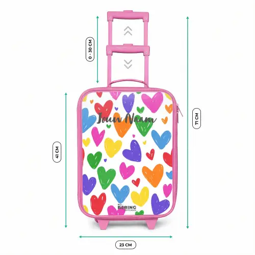 Gekleurde hartjes Kinderkoffer - Roze klein -productfoto_formaten