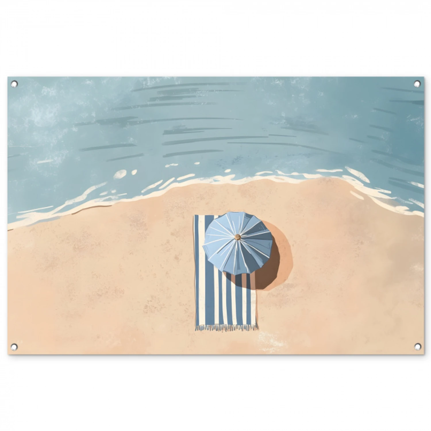 Strandlaken - Strepen - Parasol - Strand tuinposter los doek groot -3d