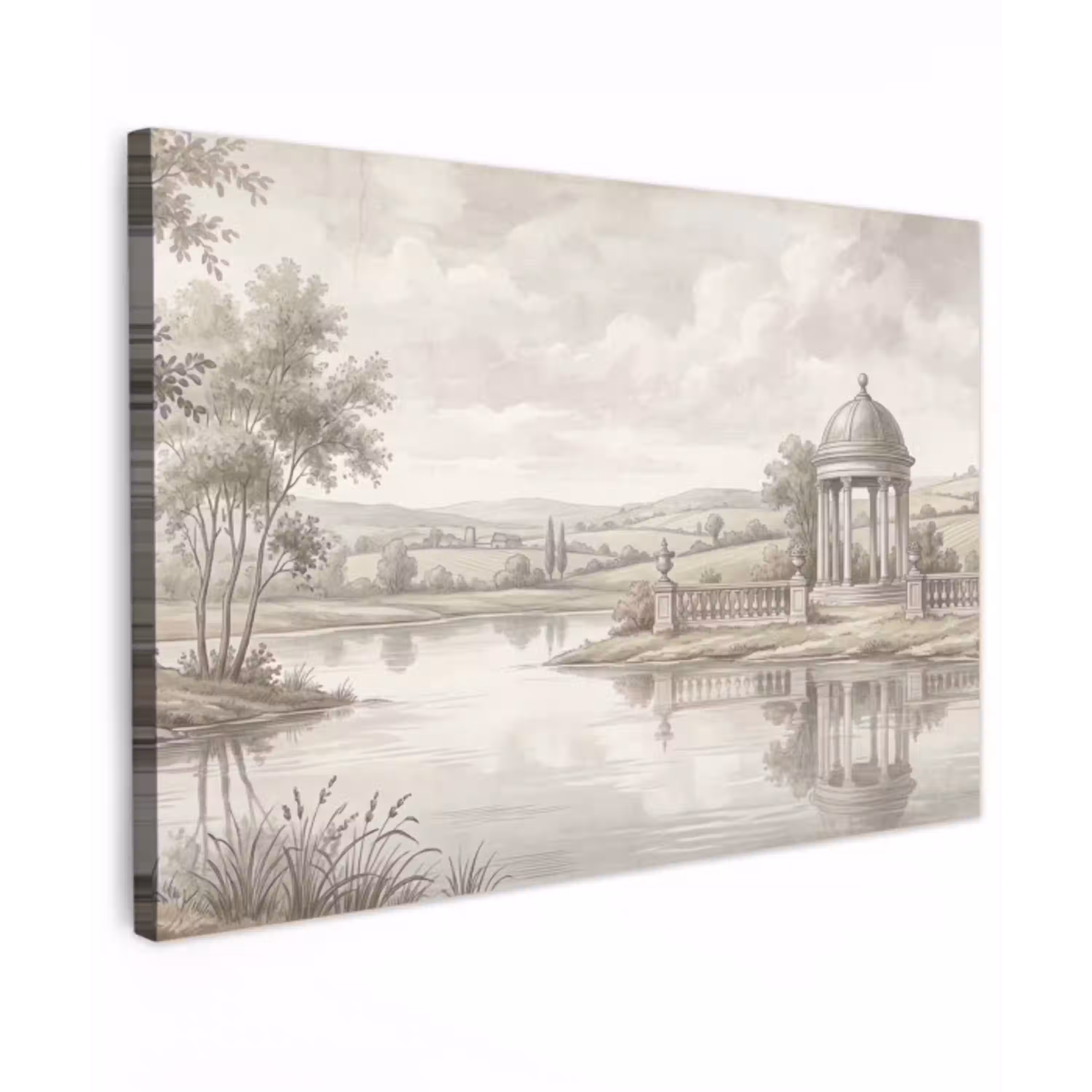 Landschap - Water - Natuur - Sepia Tuinposter op houten frame 2 cm dik klein -3d