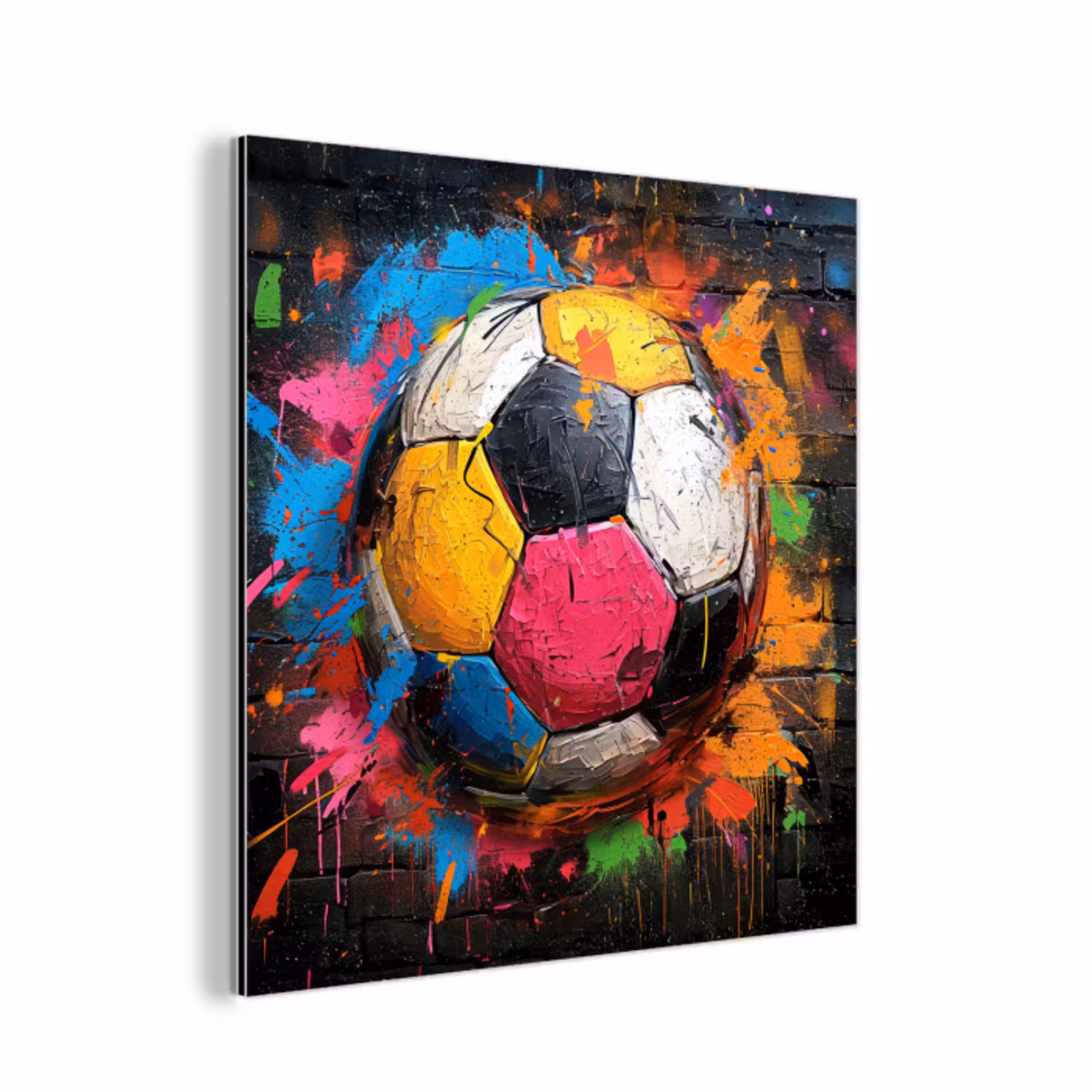 Graffiti - Voetbal - Muur - Street art - Sport aluminium wit klein -3d