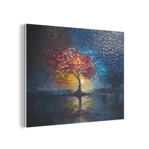Boom - Blauw - Bladeren - Vakken PET vilt klein -3d