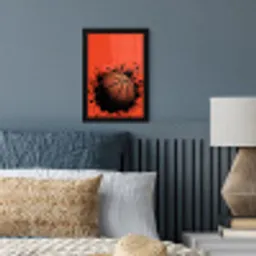 Basketbal - Verf - Sport - Oranje fotolijst zwart zonder passe partout klein -sfeer3